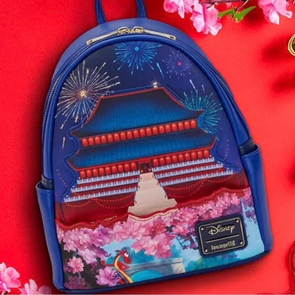 Loungefly Disney Mulan Castle Light Up Mini Backpack and Wallet - Picture 8 of 10